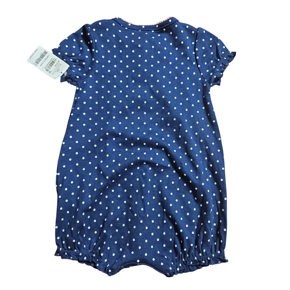 Carter's Baby Girl Polka Dot Strawberry‎ Patch Bubble Romper 12 Mos Cottage NWT